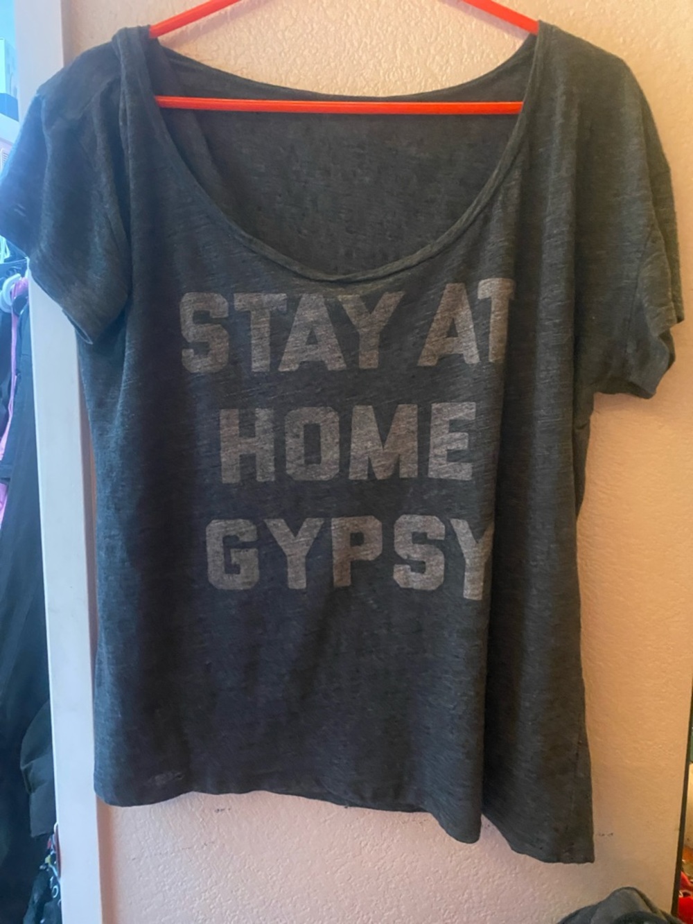 Gray Graphic Scoop Neck Women’s Top - Stay At Home Gypsy